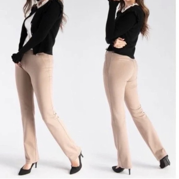 Women’s Betabrand size Large inseam 32” classic tan khaki dress yoga pants - Picture 2 of 4